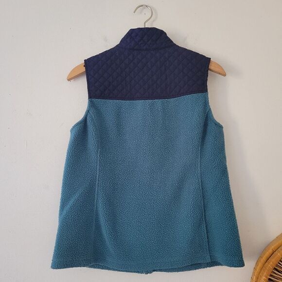 Croft & Barrow Fleece/Quilted Vest Blue Colorblock Petite Small Folk Teal - Picture 4 of 9